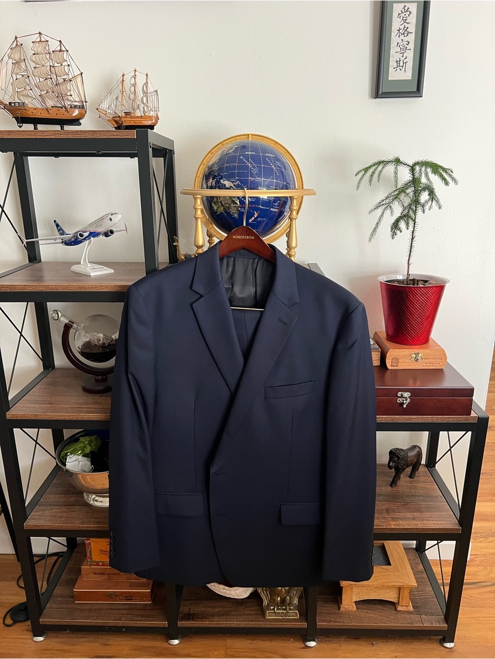 Lauren by Ralph Lauren Men's Navy Single-Breasted Suit jacket with suit pants